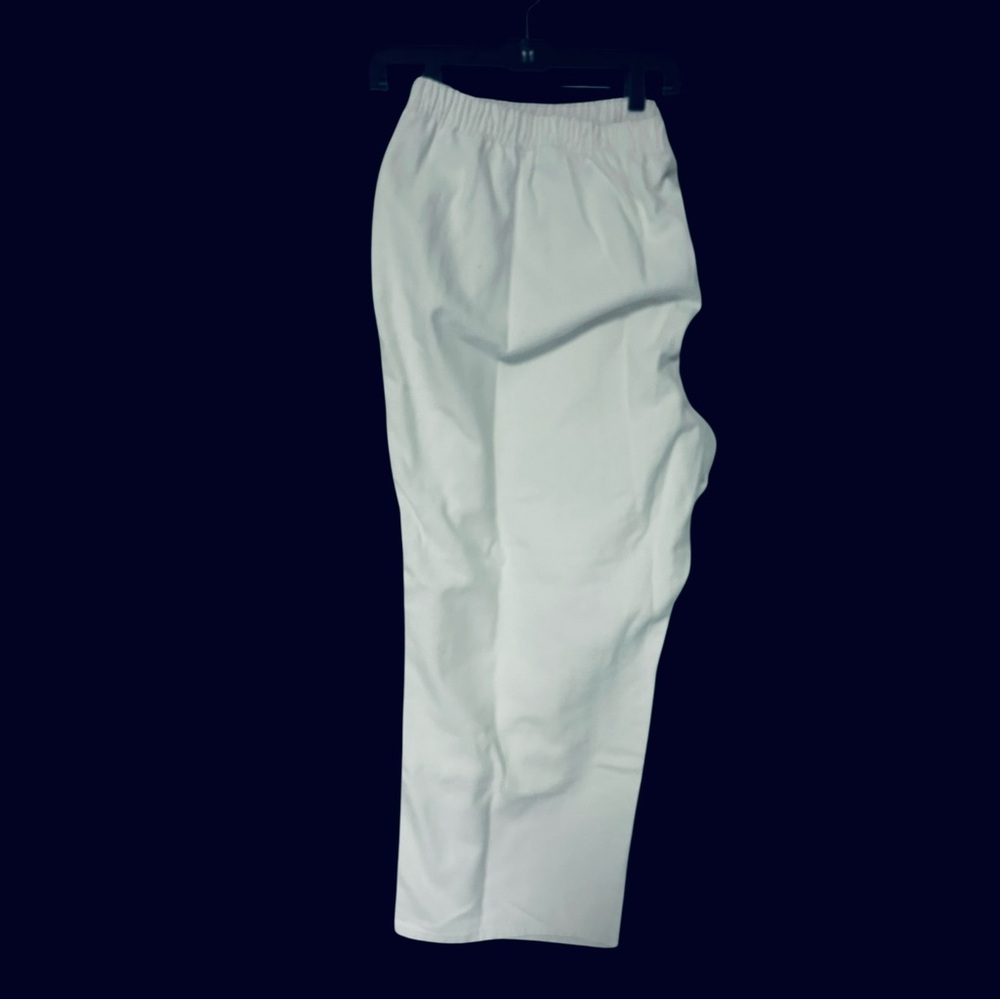 3/$15 Twill Elastic Waist Plus Size White Pull On Jeans Cotton Denim Pants 30W - Picture 5 of 11
